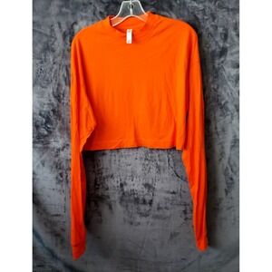 Alo Yoga T Shirt Women's Small Orange Long Sleeve Cropped Athletic Yoga
